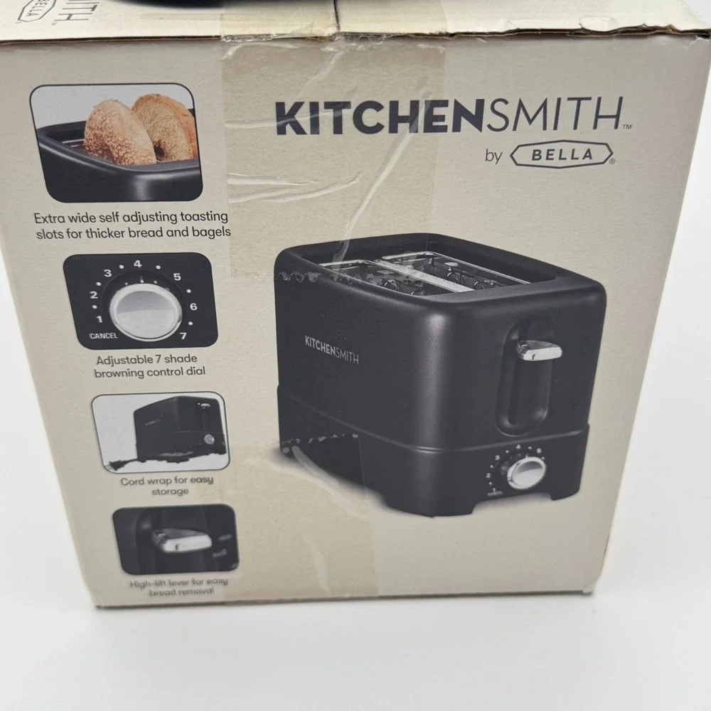 Kitchen Smith By Bella 2-Slice Black Toaster Model 30762 New